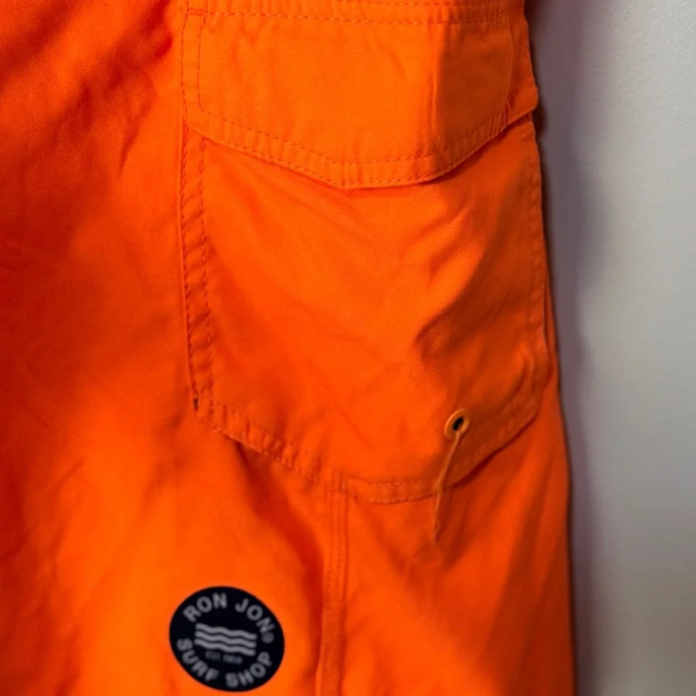 Ron Jon Mens Board Shorts Size 40 Orange Unlined Cargo Swim Trunks